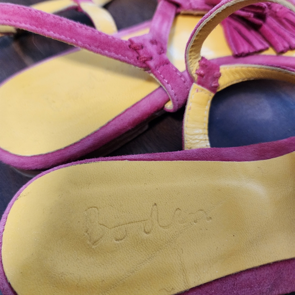Boden Red Fringe Strappy Flat Sandals - Picture 3 of 6